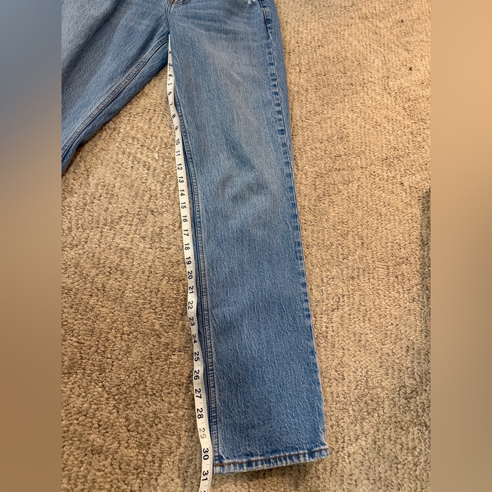 Abercrombie Curve Love 90s Straight Jeans 26L Distressed Mid Rise - Picture 6 of 8